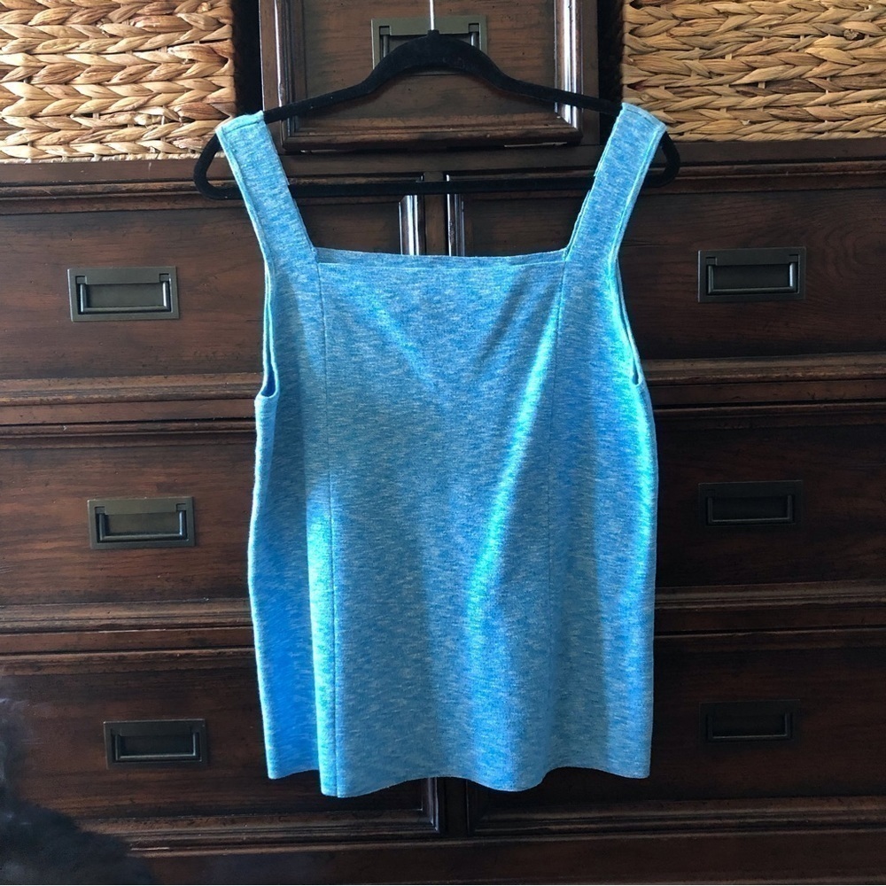Vintage Damask blue heather stretch cotton knit tank top in size XL